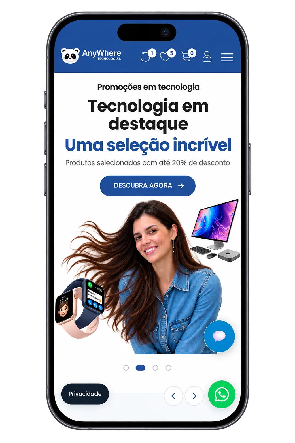 E-commerce Janus adaptado para celular